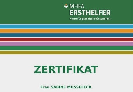 Ausschnitt MHFA-Ersthelfer-Zertifikat Sabine Musseleck