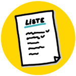 Sketchnote einer Liste mit Häkchen an den ersten beiden Zeilen als Symbol für Einkaufsliste